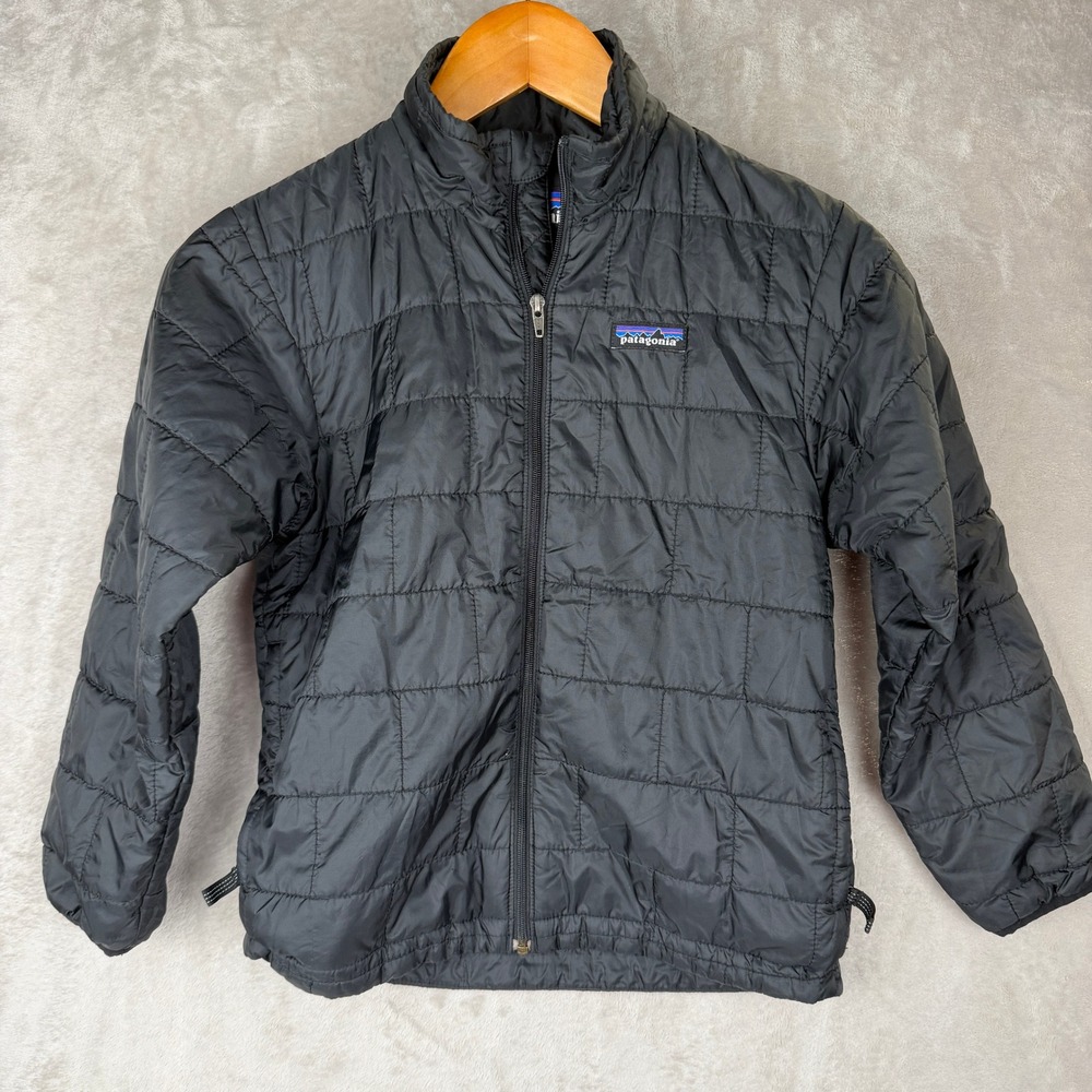 Patagonia Nano Puff Jacket Kids Small 7-8 Black Quilted Full Zip Puffer 68001